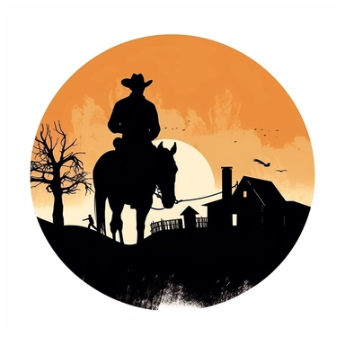 country western minimalist silhouette tattoo desing clipart