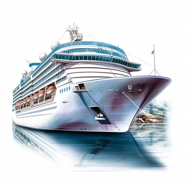 photorealistic cruise clipart,on white background with margins