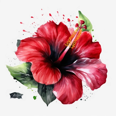 watercolor Hibiscus - Hibiscus flowers are large and colorful, with petals that come in shades of pink, red, and yellow. They are often used in tropical-themed decor and are associated with warm weather and sunny days. vividly bold designs png Full body realistic cartoon in 32K UHD cute. 15 cm thick outline. Black color. There was no shadow on the ground. 8k with realistic watercolors. and detailed illustrations. PNG clipart, transparent white background