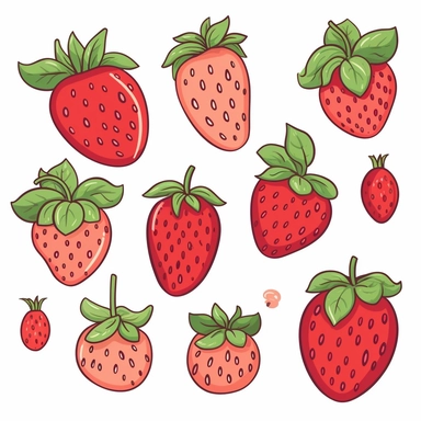 Strawberry clipart, cute Strawberry clipart, fruit clipart,cartoon style, pastel color, minimal, white background for remover