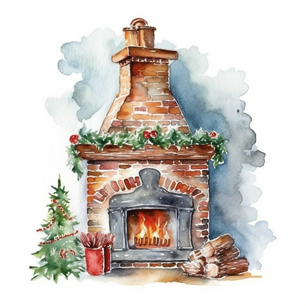 christmas fireplace clipart