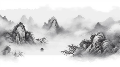 dragons on mountains with water png clipart, in the style of chinese ink paintings, light gray, western zhou dynasty, realistic landscape paintings, misty atmosphere, pencil sketch, east asian ink-and-wash painting