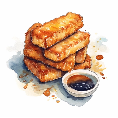 hand painted fish fingers clipart for cookbook maple syrup illustration no background