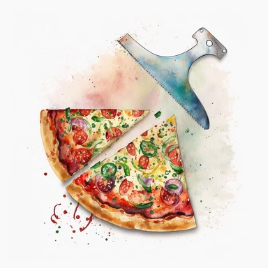 Pizza Cutter, clipart, watercolor,White background