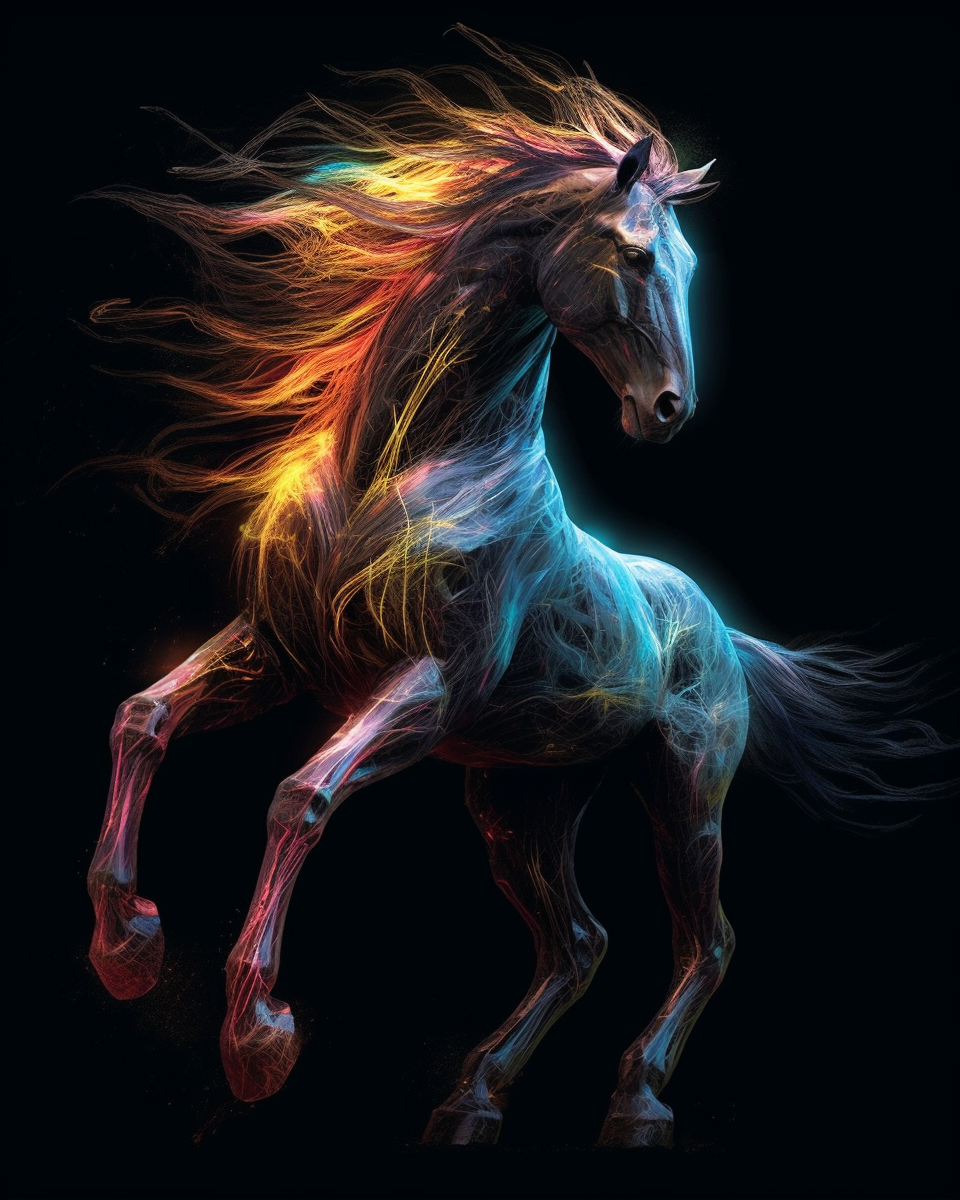 by ryohei hase, full body horse, neon colors, ultra detailed, clipart ...