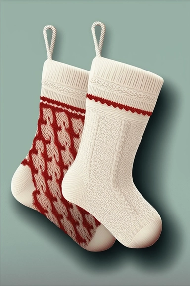 clip-art style christmas white knitted stockings