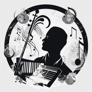 an artful logo without words, classical music and jazz themed. creative, clipart, vector.
