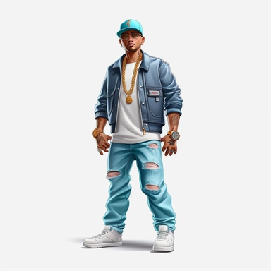 RAPPER GUY CLIPART, CARTOON, VECTOR, california highway , ultra realistic, 4k, high resolution, 3d