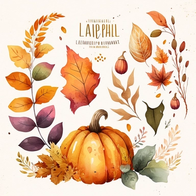 fall leaves pumpkin clipart watercolour