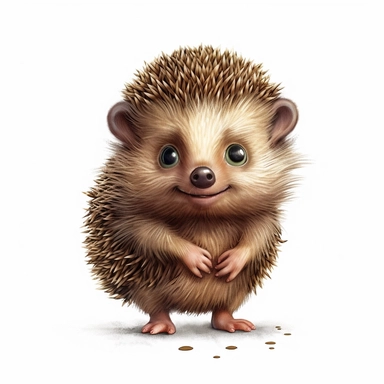 happy cute baby hedgehog, hand draw Illustration clipart, 4K, extremely detailed Sublimation Clipart,Cartoon,hyper realistic, intricate detail, illustration style,high solution,on the white background