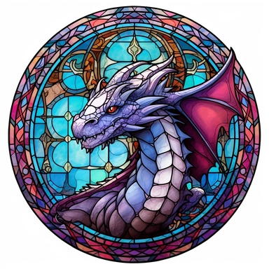 clipart on white background, stained glass dragon, i cant believe how beautiful this is, fantasycore, dragoncore, mysticalcore