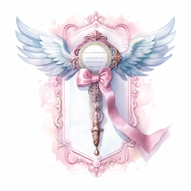 Graceful Baptism Watercolor Clipart - Pastel pink Baptism Certificate: This clipart represents a baptism certificate in pastel blue, highlighting the official recognition of this spiritual milestone.