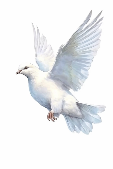 Clip art of dove, white, White margins around the image, drawn by Helen Beatrix Potter, easy to crop image, white background