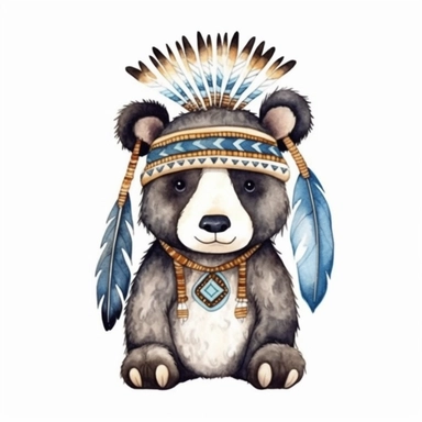 A super-cute tribal panda, watercolor illustration, Perfect for nursery art and children's book illustration style, simple, clipart, single object, white background for removing background