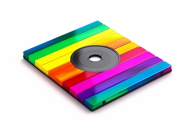 1990's clipart of a floppy disk, 8K, isolated on white background, spaced out,