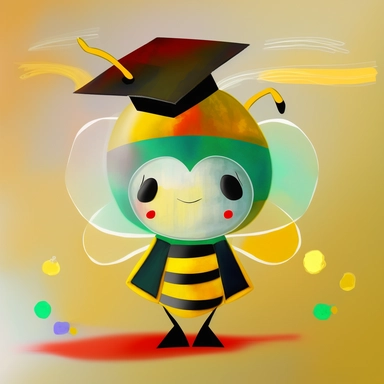 student bee, abstract, in style of Clipart kids