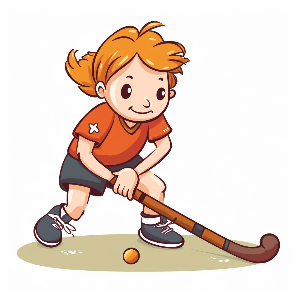 kid playing field hokey match in field hockey gear clip art vector ...