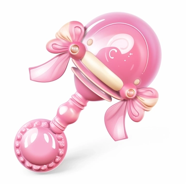 pink baby rattle, cartoon clipart