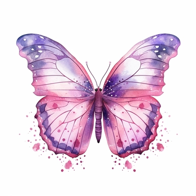 pink and purple watercolour butterfly clipart, vector image