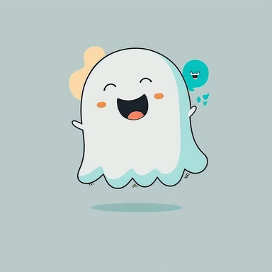 flat clipart single color background happy ghost cute