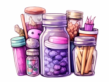 craft jar clipart clipart png – creative free vector image, in the style of saturated palette, cluttered, margaret keane, light purple, juxtaposition of objects, technology-based art, neo-pop iconography