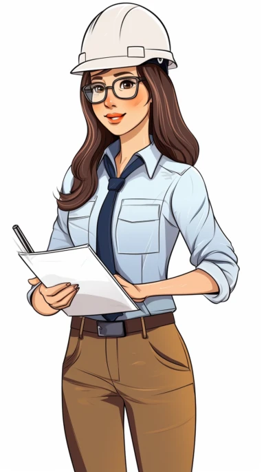 an engineer male or female, clipart style, white background