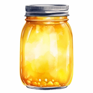 watercolor yellow glass jar clipart on white background