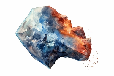 Watercolor, Design an image depicting an S-type asteroid, composed of silicate materials clipart, hd, on a white background, spaced out