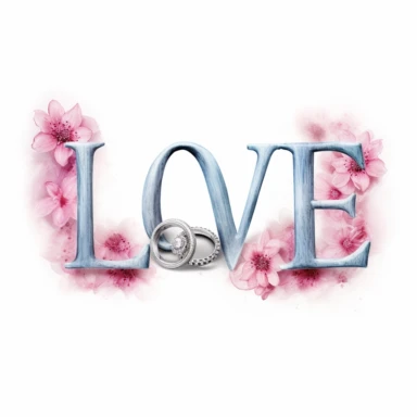 watercolor, LOVE, word, L O V E, Letters, L O V E, Ring, Wedding ring, Letter O ring, Ring as letter, no background, clean background, spaced out, clipart