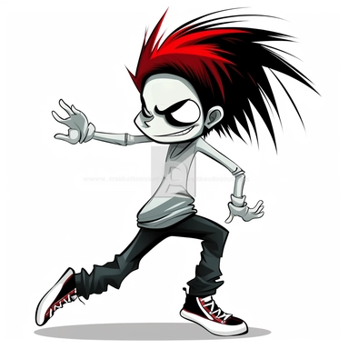 cartoon animated emo style crump dancer white background clipart