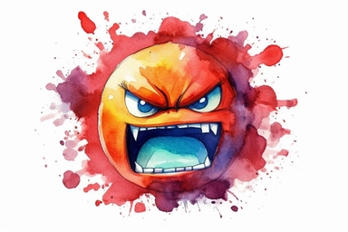 Watercolor, Create a symbol that symbolizes anger and frustration clipart, hd, on a white background, spaced out