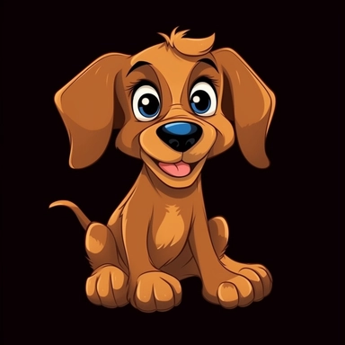 cute cartoon brown dog clipart, black background,--no cut off edges