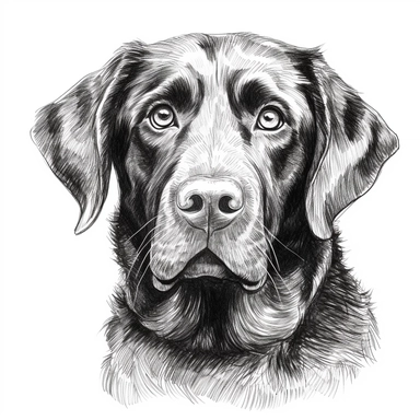Labrador Retriever clipart no background, white, black contour, svg, sketchbook, black contfree lines, on paper