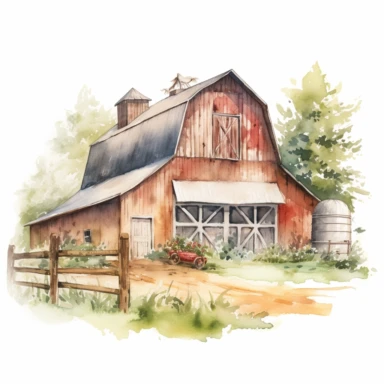 watercolor clipart, white background, hd, pretty, country farm style faded hanging sign, no words, no letters ar 16:9 c 75