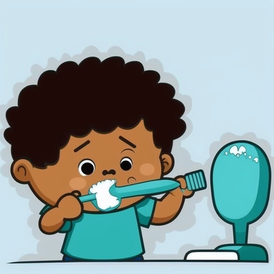 Please create a simple clipart image that depicts the following term: a hispanic boy brushes his teeth