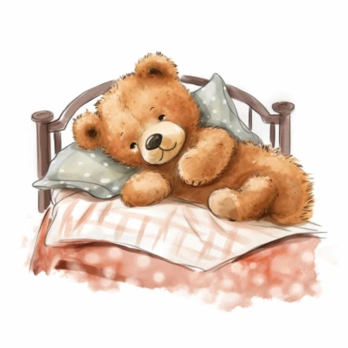 Teddy Bear Take a Nap Clipart,white background