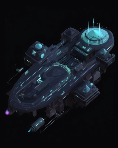 isometric perspective, game sprite, futuristic family spaceship, gaming asset, sci-fi, fun, creative, cartoon, clipart, hyper-detailed, black background,