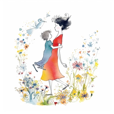 design for mother's day clipart on white background, graphics for t-shirts in the style of Quentin Blake
