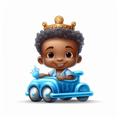 seameless isolated blue crown plush blue toy train, african- american boy happy illustrations clipart crisp white background