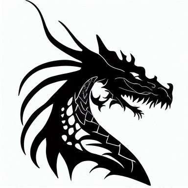 a free print dragon silhouette on clipart, black and white