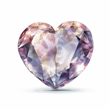 realistic heart shape jewel watercolor clipart single design, 8k