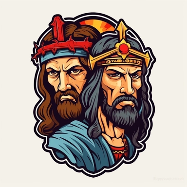 cool vibrat jesus on the cross between two thieves sticker clipart design