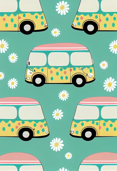 Cute happy baby bus bithday pattern, Clipart,by Dr. Seuss ，Blush and bashful background, illustration art
