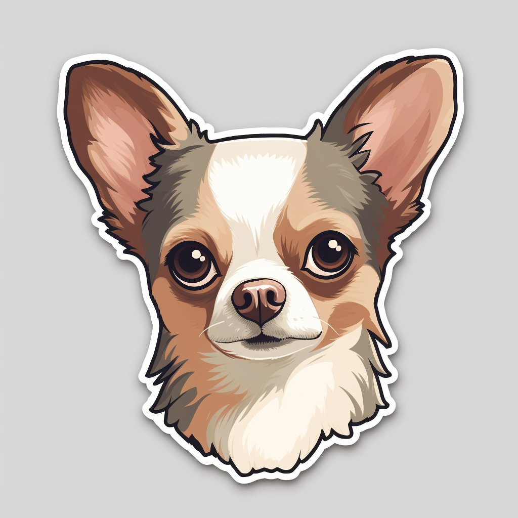 Chihuahua face dog sticker design with minimalist background, flat ...