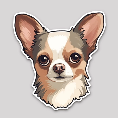 Chihuahua face dog sticker design with minimalist background, flat, clip art