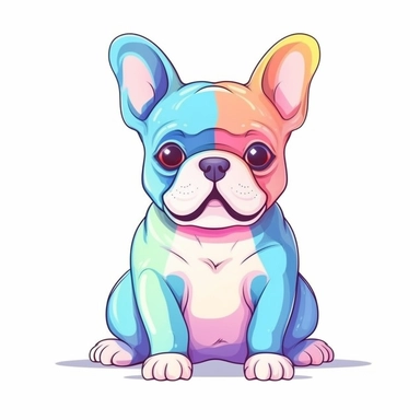 A cute French Bulldog clip art, playful mood, pastel colors, minimalistic art style, low level of detail, vector, white background, high resolution