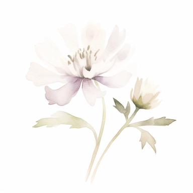 Watercolour sketch, floral, simple, clipart, white background, pale delicate tones, naturecore, bloomcore