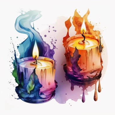 halloween candles water color and hyperrealistic. white background. no tags. CLIPART