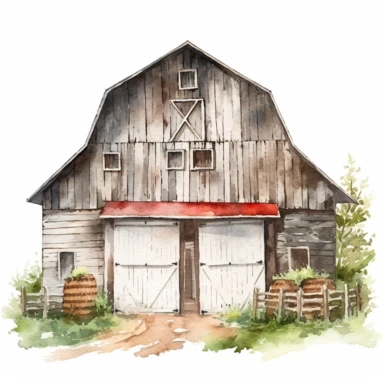 watercolor clipart, white background, hd, pretty, country farm style faded hanging sign, no words, no letters ar 16:9 c 75