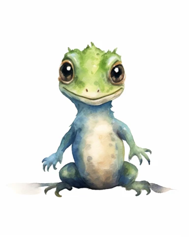 a realistic baby Lizard clipart with watercolor illustration, full body shot ,8k, style of Bohemian, style of Anna Süßbauer and Jon Klassen,vector, Vector, white background,Solid Background, Sharpness and clarity, masterpiece, trending on Artstation and Dribbble.
